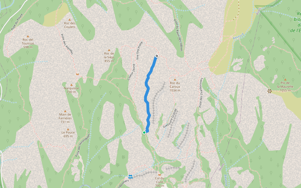Grande Vire du Rieutord walking route map in Mons