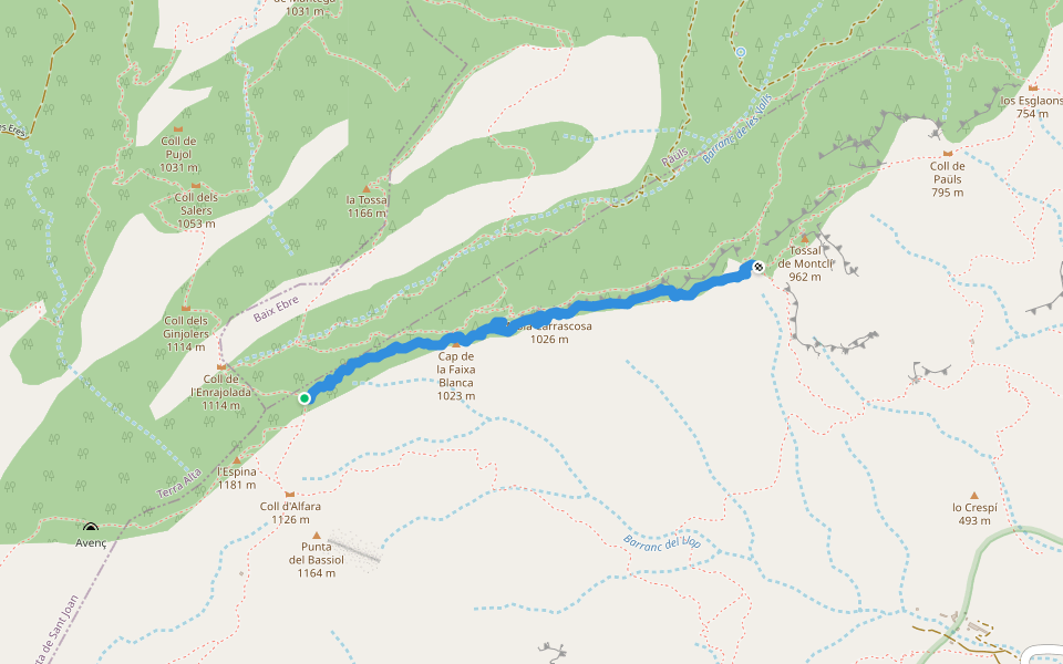 Corriol Carrascosa walking route map in Alfara de Carles