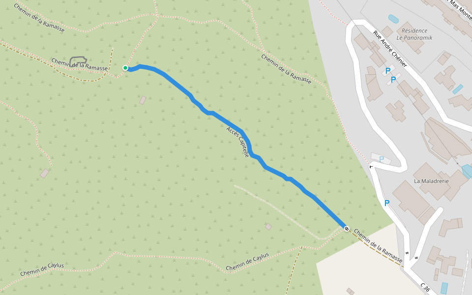 Accès Capitelle walking route map in Clermont-l'Hérault