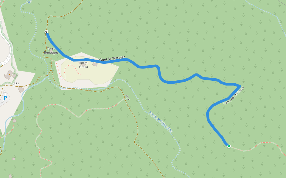 Camí de Terrassa walking route map in Barcelona
