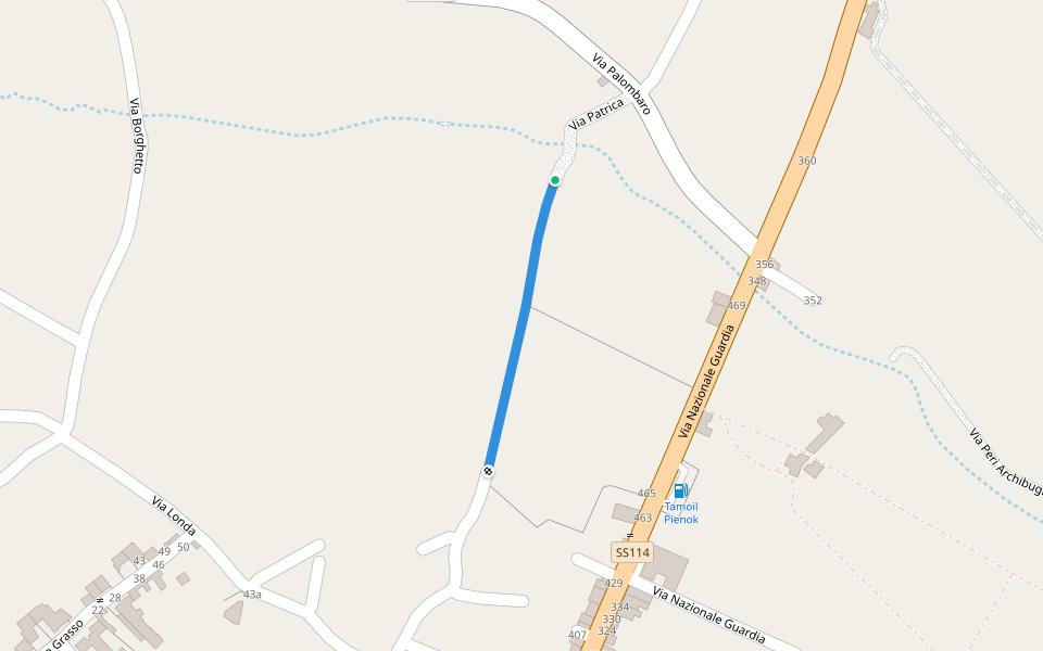 Via Patrica walking route map in Acireale