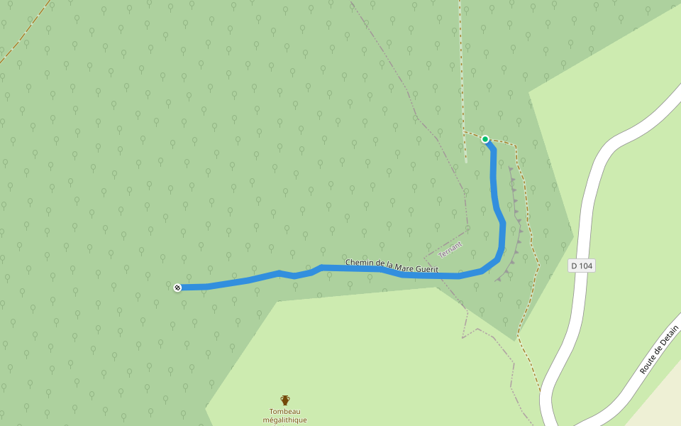 Chemin de la Mare Guerit walking route map in Ternant