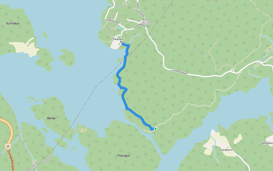 Eikenesrunden walking route map in Neslandsvatn