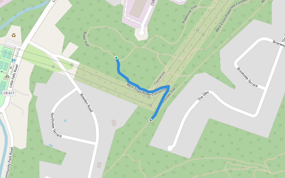 West Essex/Roller Connector walking route map in Cedar Grove