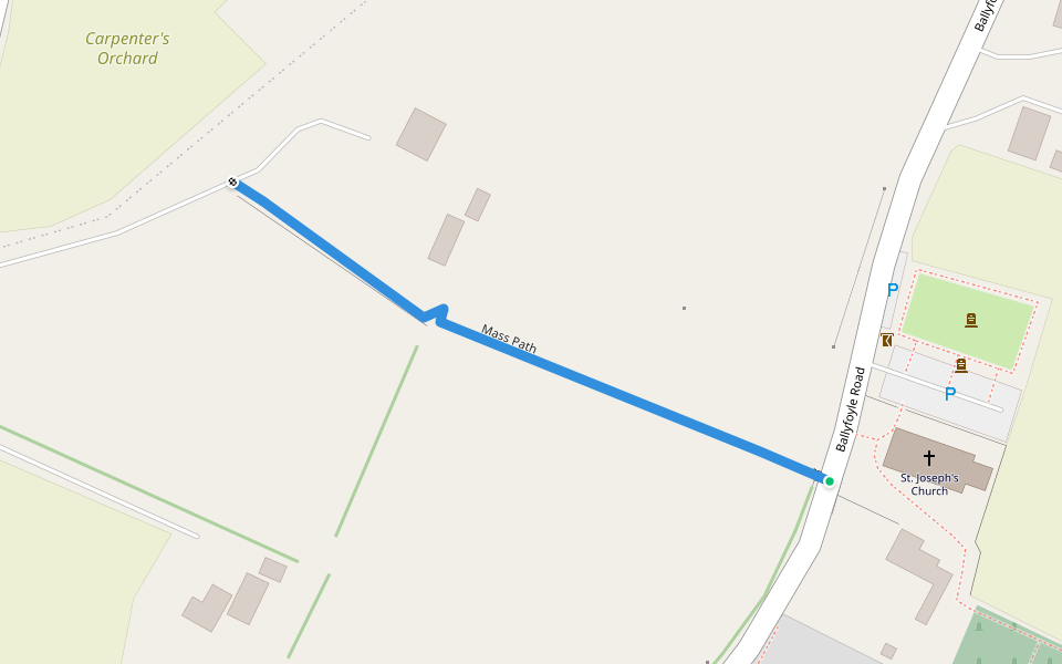 Mass Path walking route map in Ballyfoyle