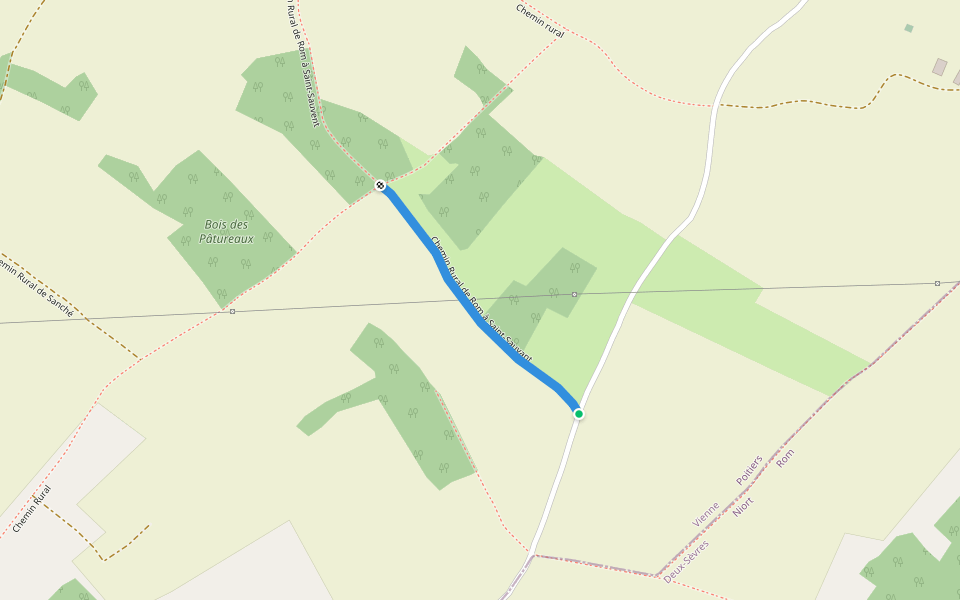 Chemin Rural de Rom à Saint-Sauvant walking route map in Saint-Sauvant