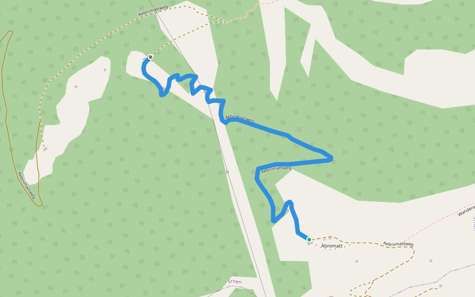 Aebnimattweg walking route map in Ernen