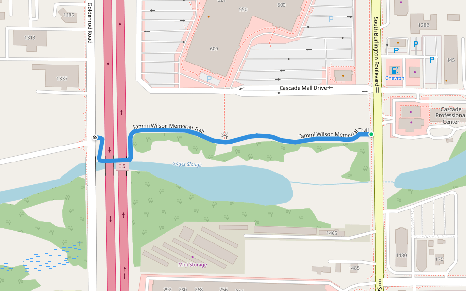 Tammi Wilson Memorial Trail walking route map in Burlington