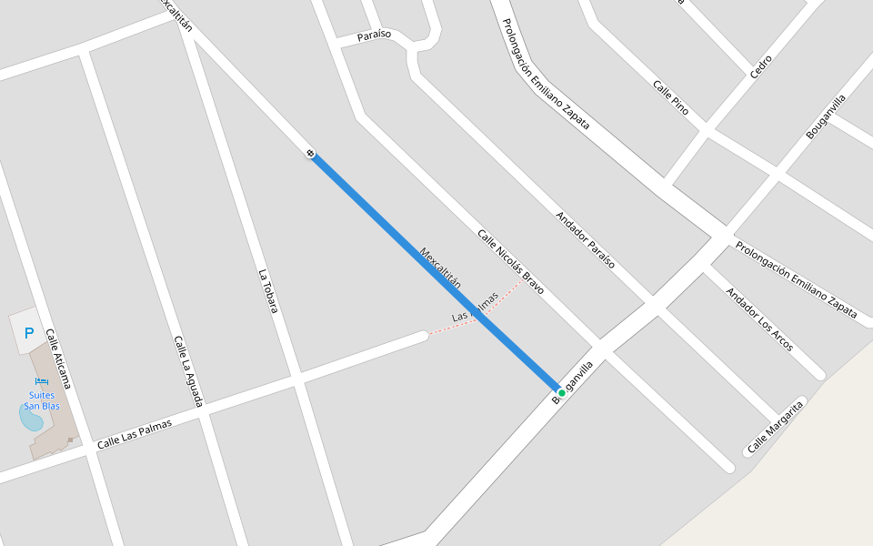 Mexcaltitán walking route map in San Blas