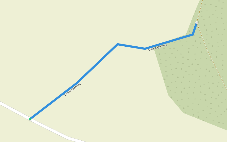 Osterhagenweg walking route map in Tespe