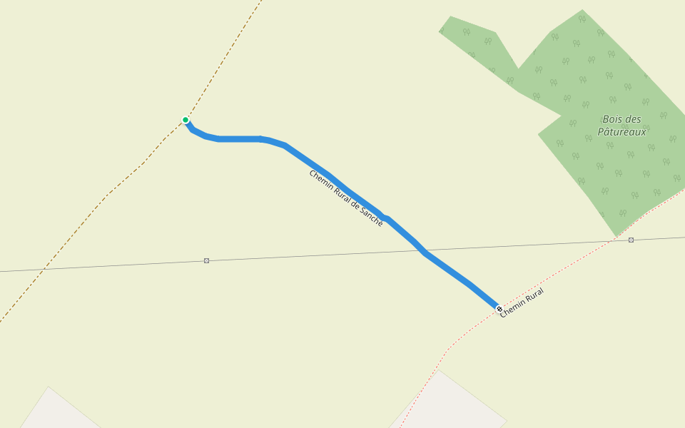 Chemin Rural de Sanché walking route map in Saint-Sauvant