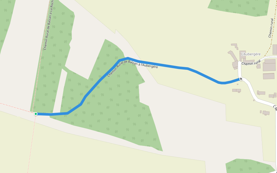 Chemin, Rural de Balzan à l'Aubergère walking route map in Rom