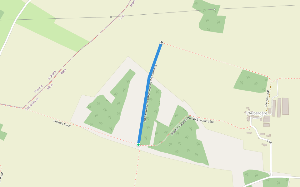 Chemin Rural de Balzan à La Roche-Rimbault walking route map in Rom