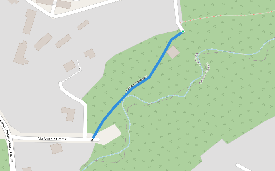 traccia tra erbacce walking route map in Castronno