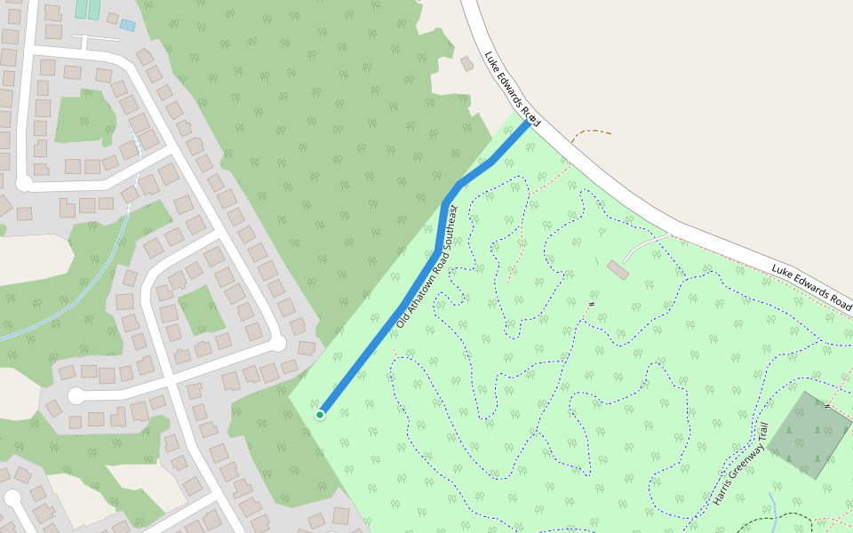 Old Athatown Road Southeast walking route map in Dacula