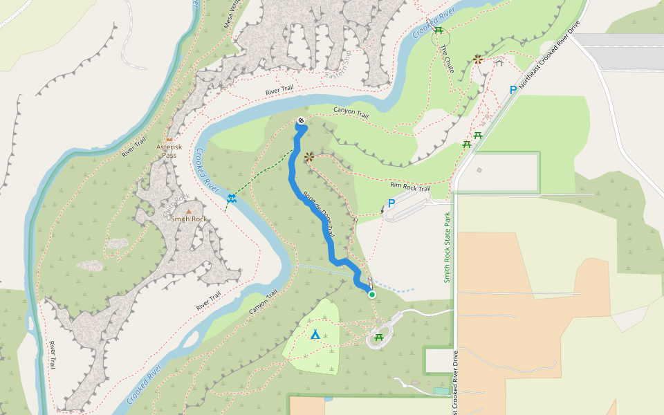 Rope-de-Dope Trail walking route map in Terrebonne