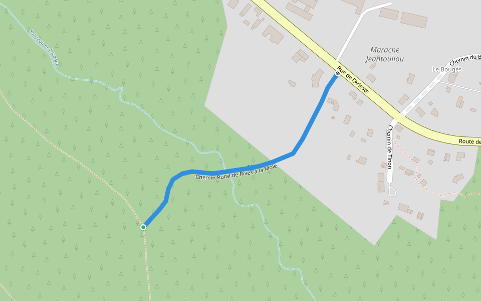 Chemin Rural de Rives à la Mole walking route map in Sanguinet