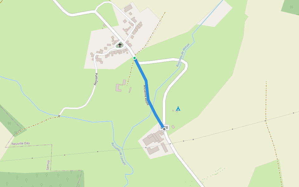 Ancienne Route walking route map in Neuville-Day