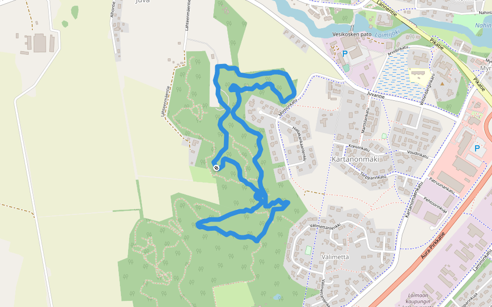 Loimaa XCO walking route map in Juva