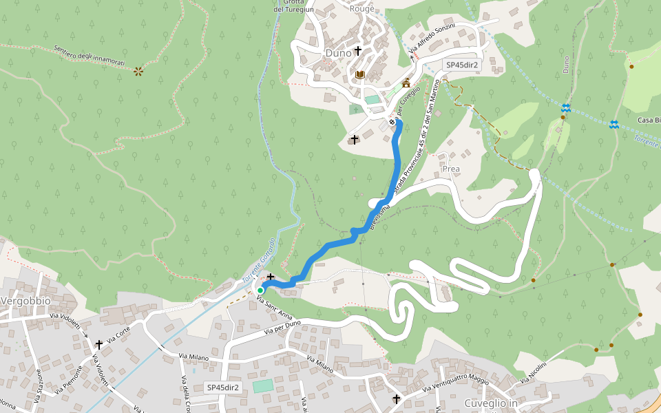 Brevissima walking route map in Cuveglio