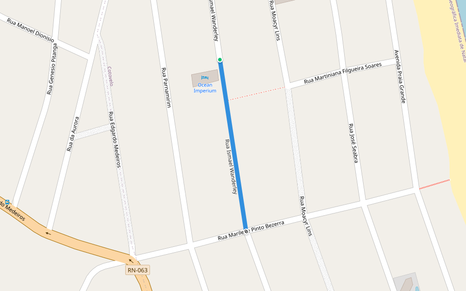 Rua Ismael Wanderley walking route map in Parnamirim