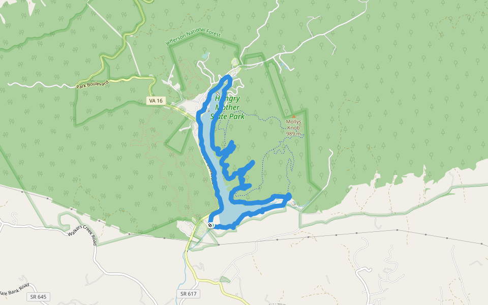 Lake Trail Loop walking route map in Marion
