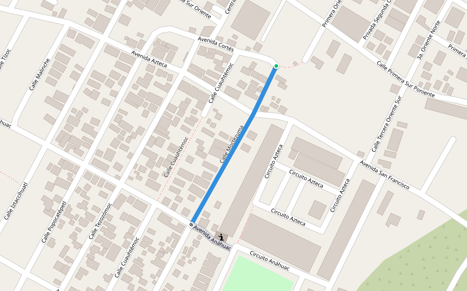 Calle Moctezuma walking route map in Tuxtla Gutiérrez