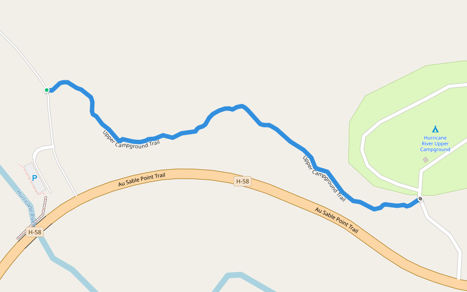 Upper Campground Trail walking route map in Seney