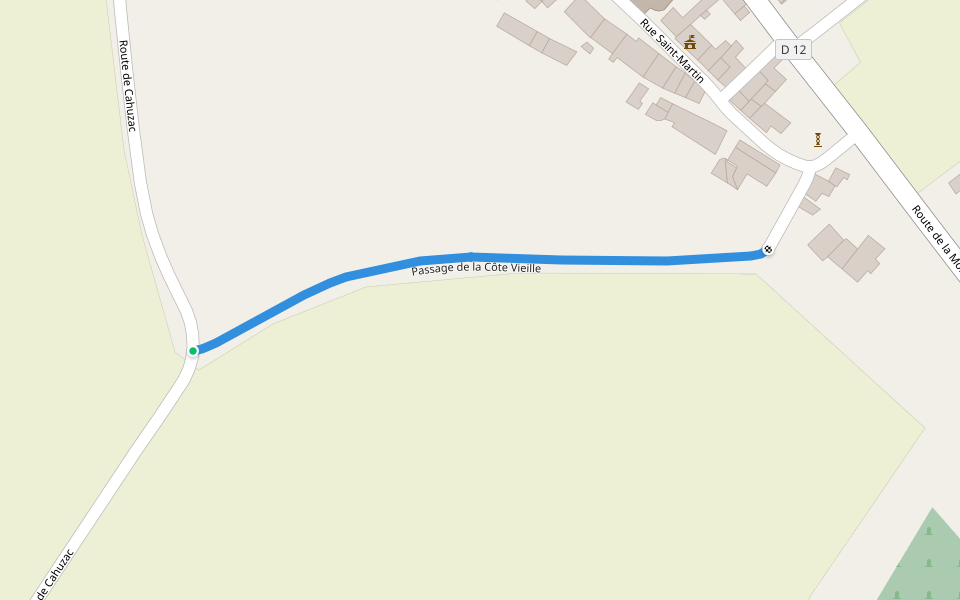 Passage de la Côte Vieille walking route map in Lagardiolle