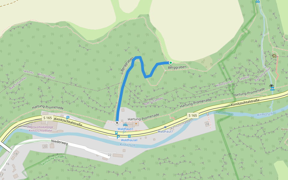 Berggraben walking route map in Bad Schandau