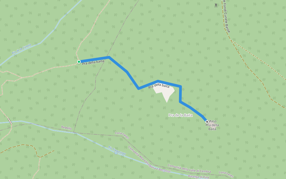 Prà della baita walking route map in Montepeloso