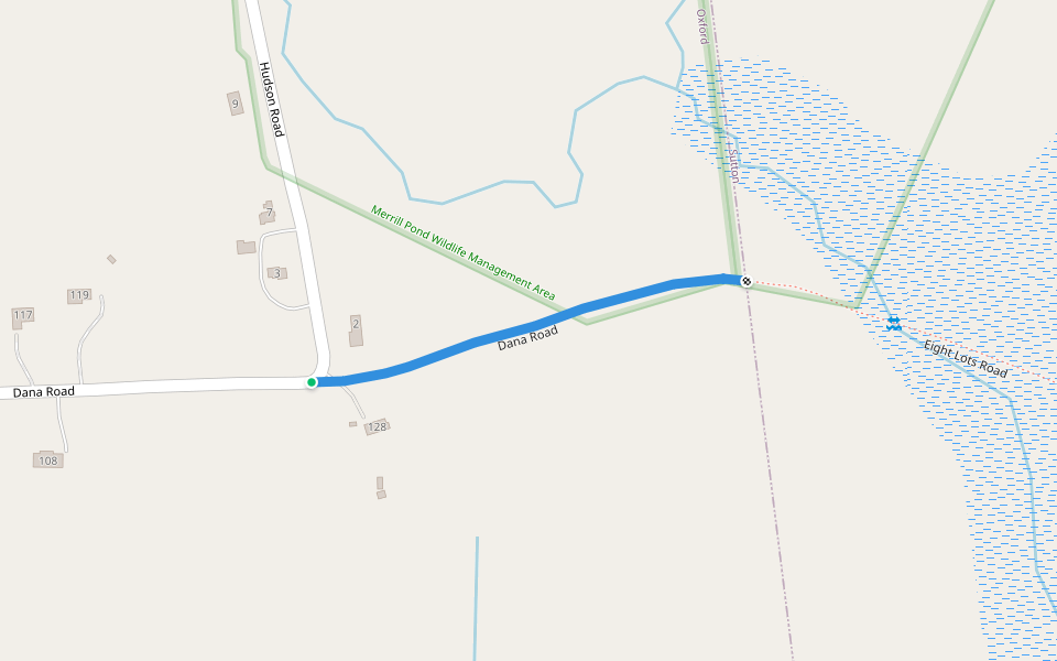 Dana Road walking route map in Oxford