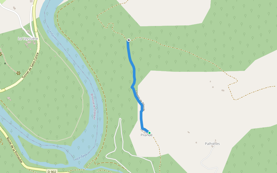Chemin de Pilande walking route map in Saint-Izaire