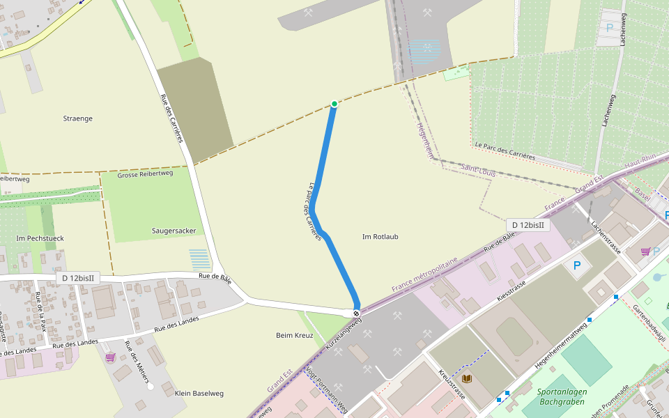 Le parc des Carrières walking route map in Hégenheim