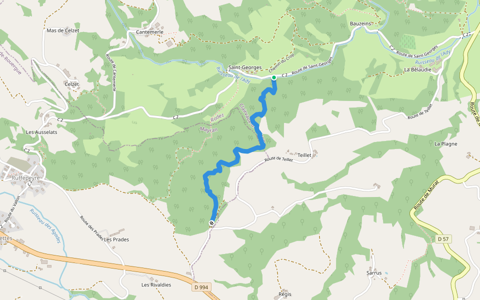 Parcours de Trail walking route map in Clairvaux-d'Aveyron