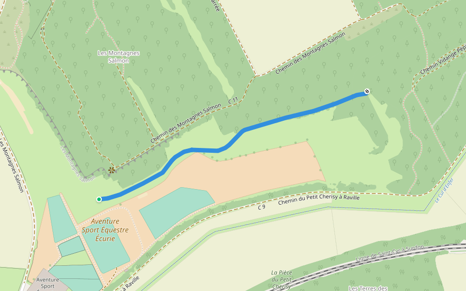 Route de Trang walking route map in Cherisy