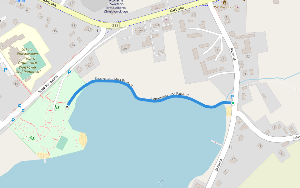 Promenada Jana Pawła II walking route map in Miechucino