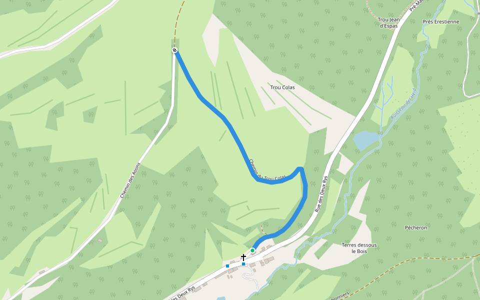 Chemin du Trou Colas walking route map in Manhay