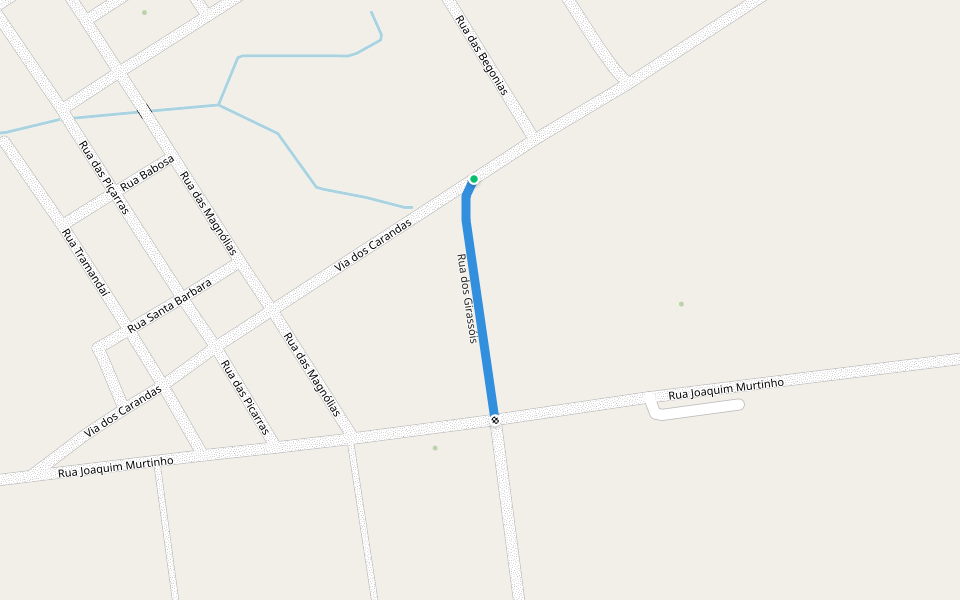 Rua dos Girassóis walking route map in Cáceres