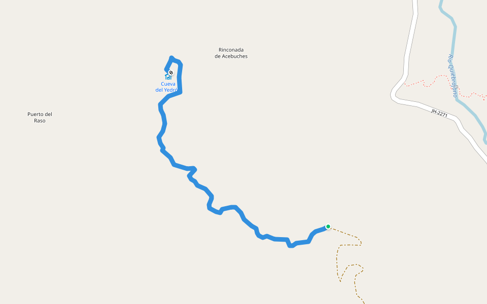 Sendero del Yedrón walking route map in Jaén