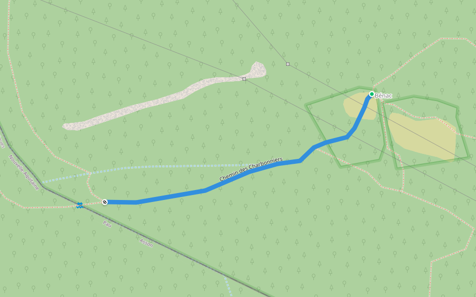 Chemin des Charbonniers walking route map in Saint-Pé-de-Bigorre