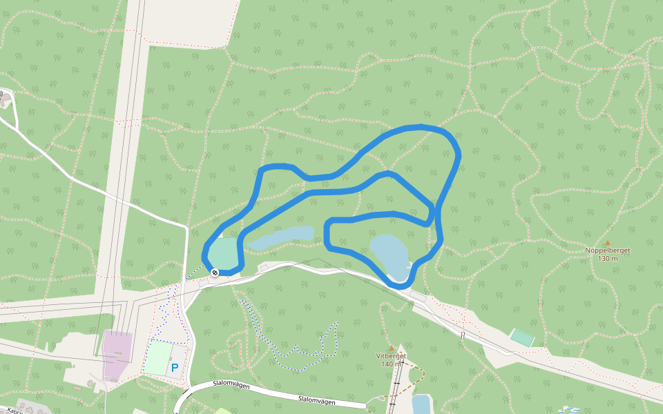 Vitbergets elljusspår 3km walking route map in Skellefteå