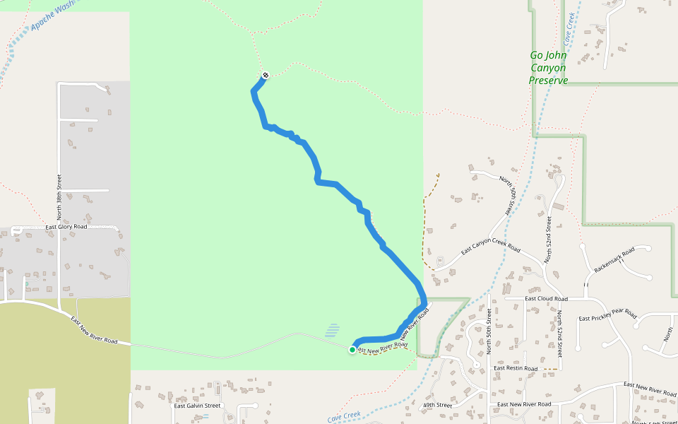 Flume Trail walking route map in Cave Creek