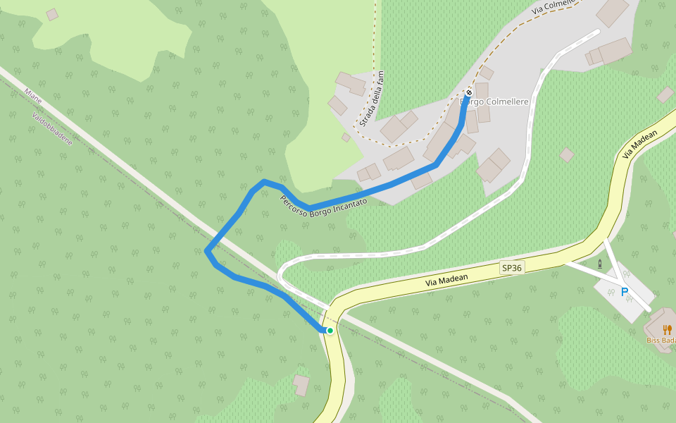 Percorso Borgo Incantato walking route map in Colmellere