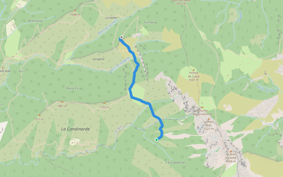 Chemin de la Villetta à Utelle walking route map in La Tour