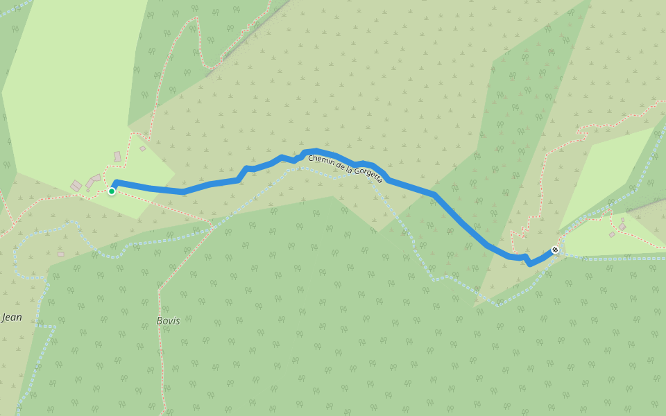 Chemin de la Gorgetta walking route map in La Tour