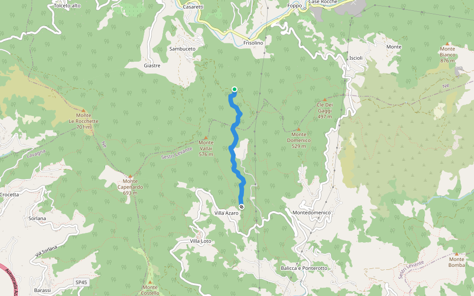 V. Dell'amore walking route map in Frisolino