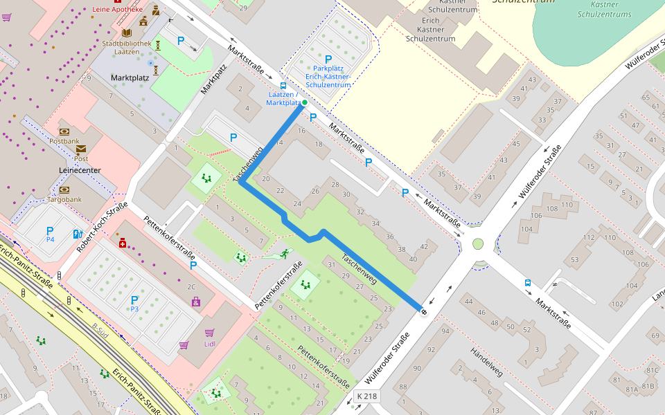 Taschenweg walking route map in Laatzen