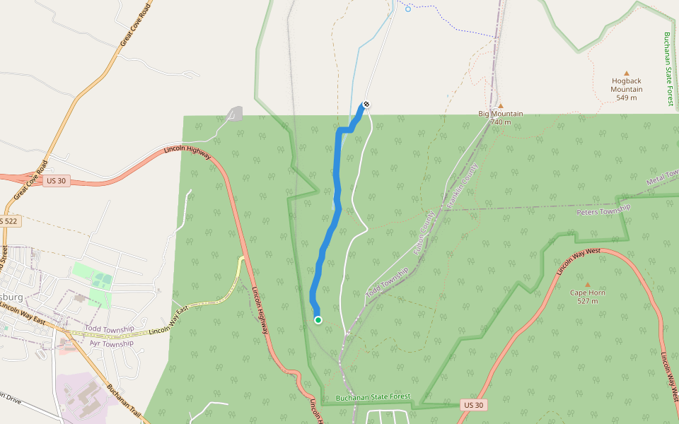 Lockard Trail walking route map in McConnellsburg