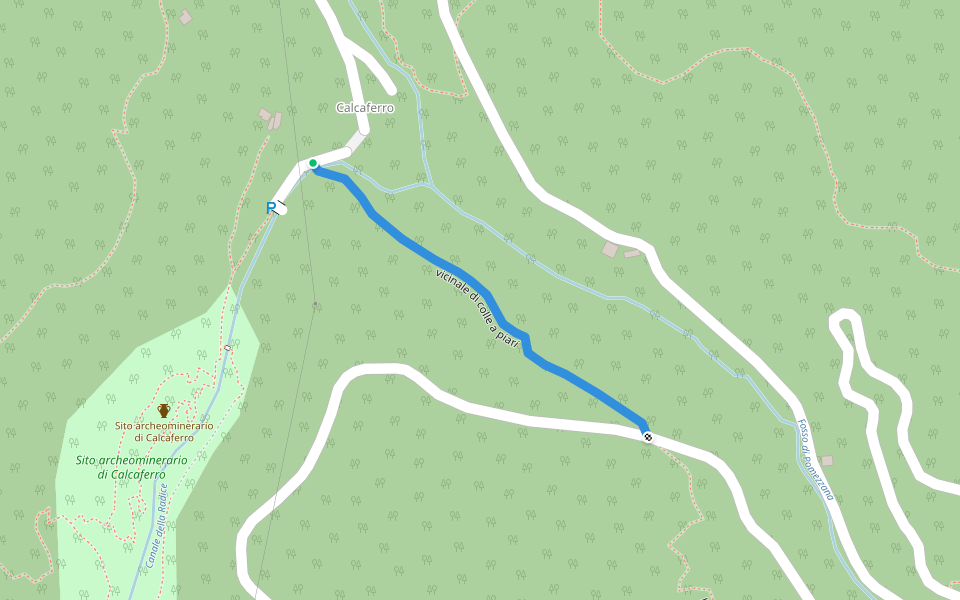 vicinale di colle a piari walking route map in Calcaferro